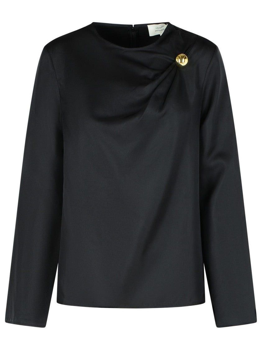 Loulou Studio Azae' Blouse Draped In Black Silk