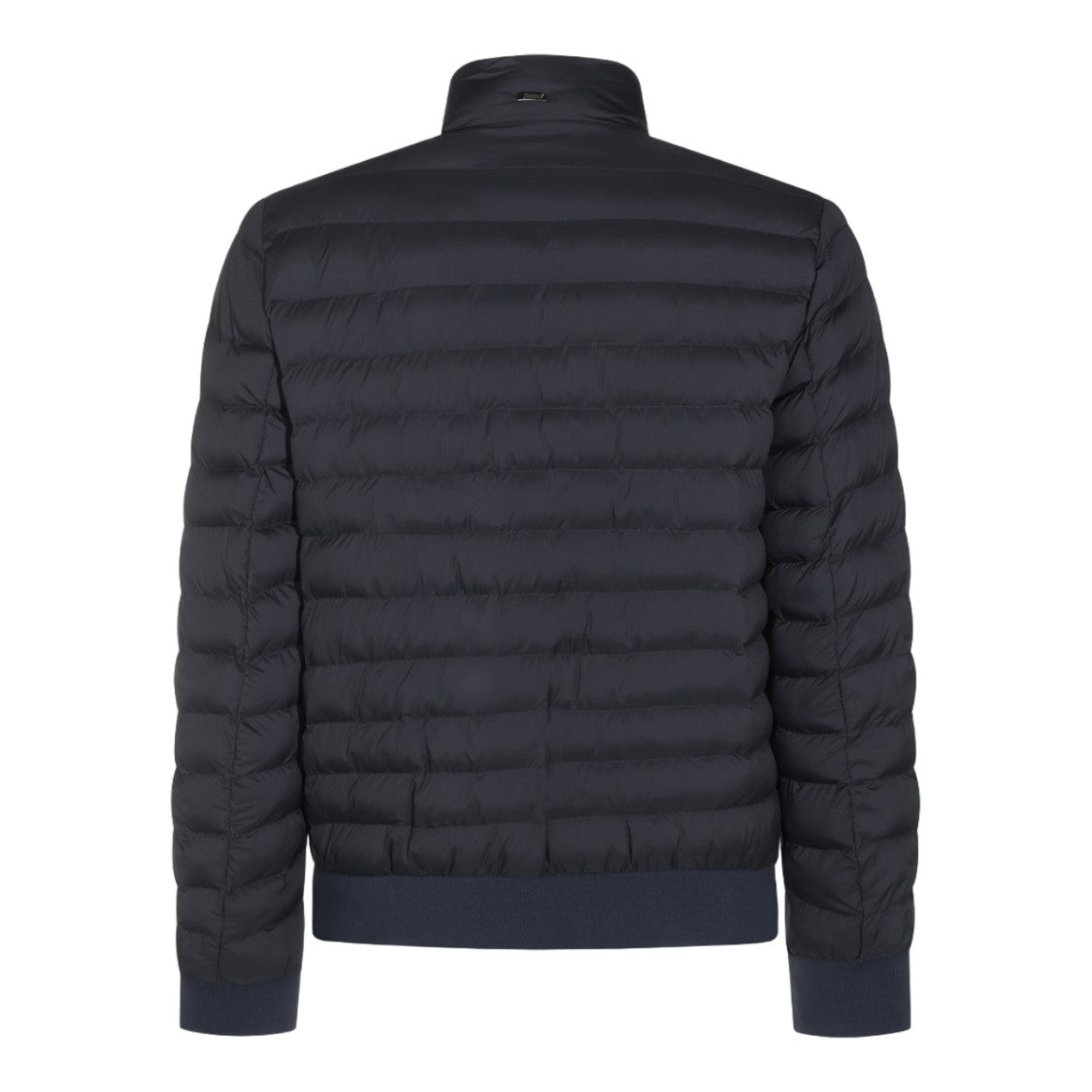 Herno Ribbed Detail Zippered High-Collar Quilted Coat
