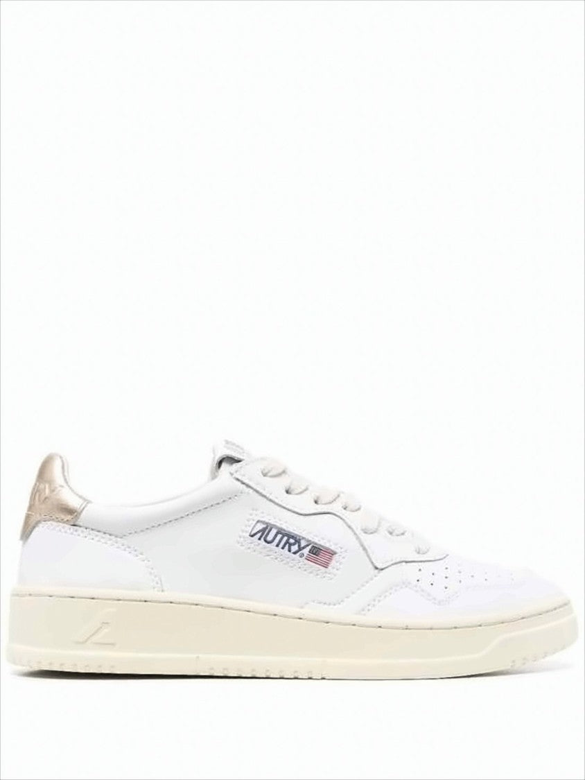 Autry Smooth White Leather Low-Top Sneakers With Metallic Accents