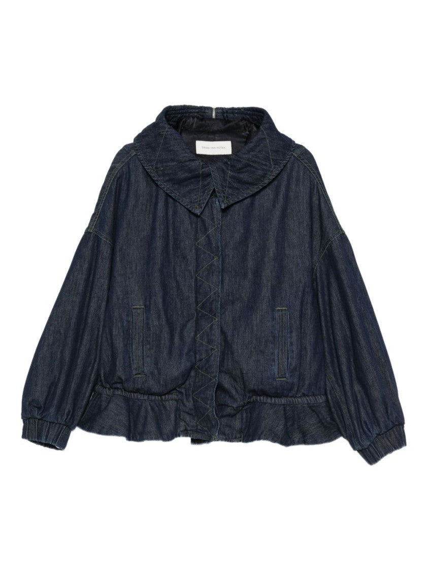 Dries Van Noten Voluminous Cape-Back Jacket With Oversized Collar