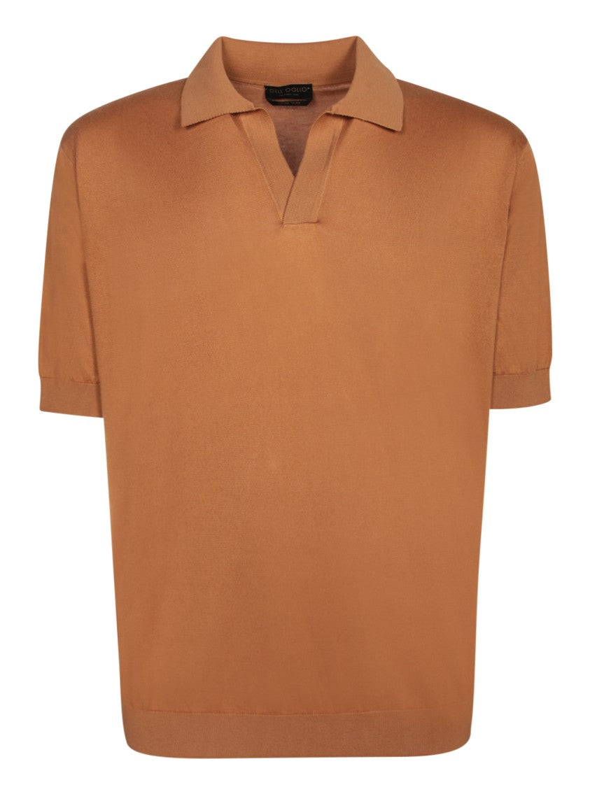 Dell'oglio Brown Classic-Fit Cotton Polo T-Shirt