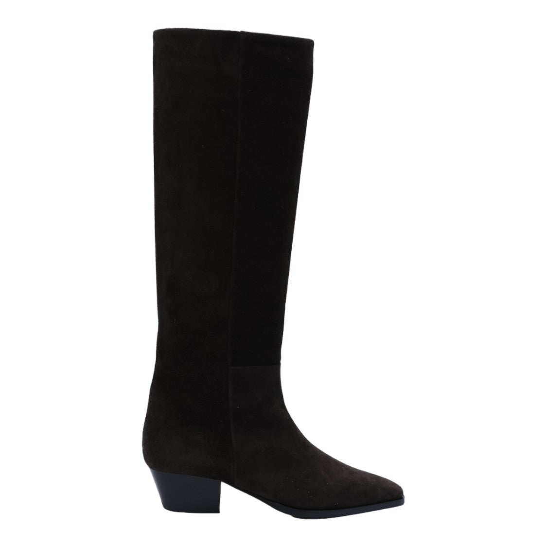 Aeydē Knee-High Minimalist Suede Boots With Pointed Toe