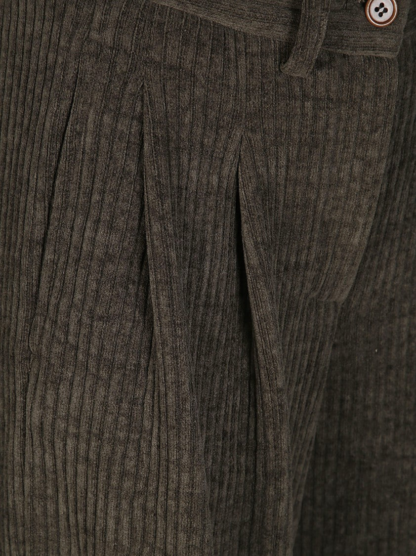 Jejia Ribbed Velvet Front Pleat Wide-Leg Pants