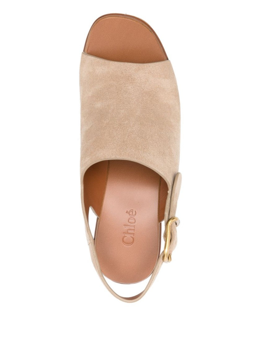Chloé Beige Suede Platform Flats