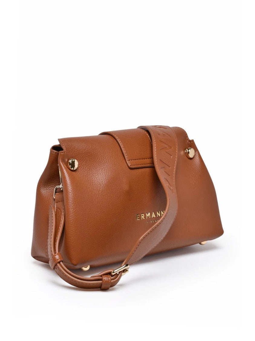 Ermanno Firenze Vally Magnetic Closure Shoulder Bag With Embossed Logo Accents