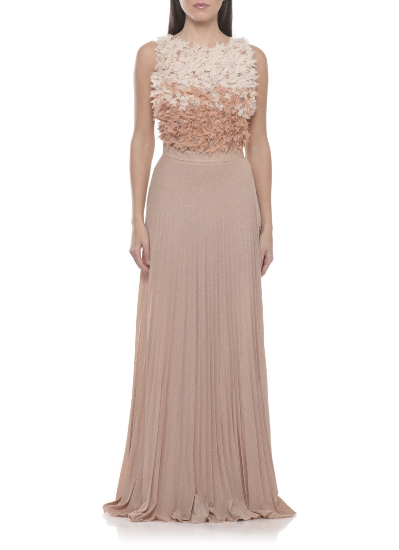 Elisabetta Franchi Tulle Evening Dress With Flared Skirt And Crystal Embellishments