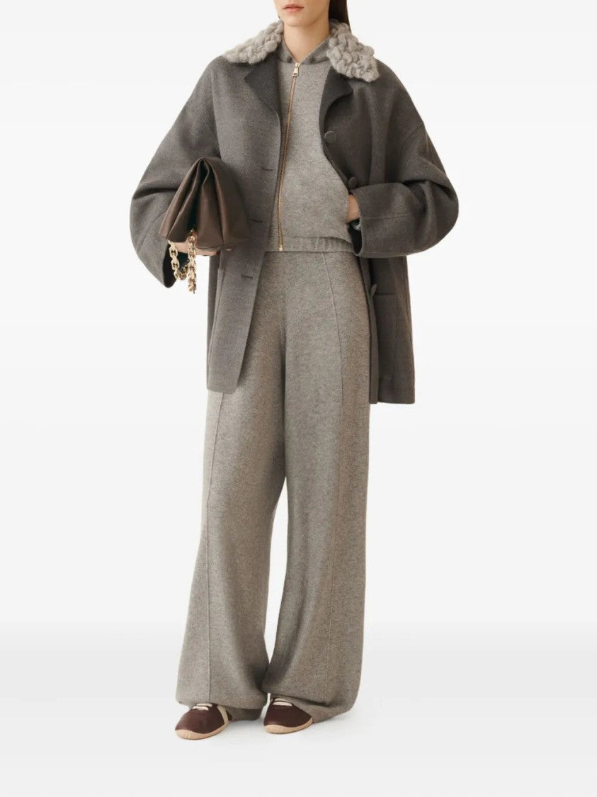 Fabiana Filippi Platinum Cashmere Wide-Leg Trousers