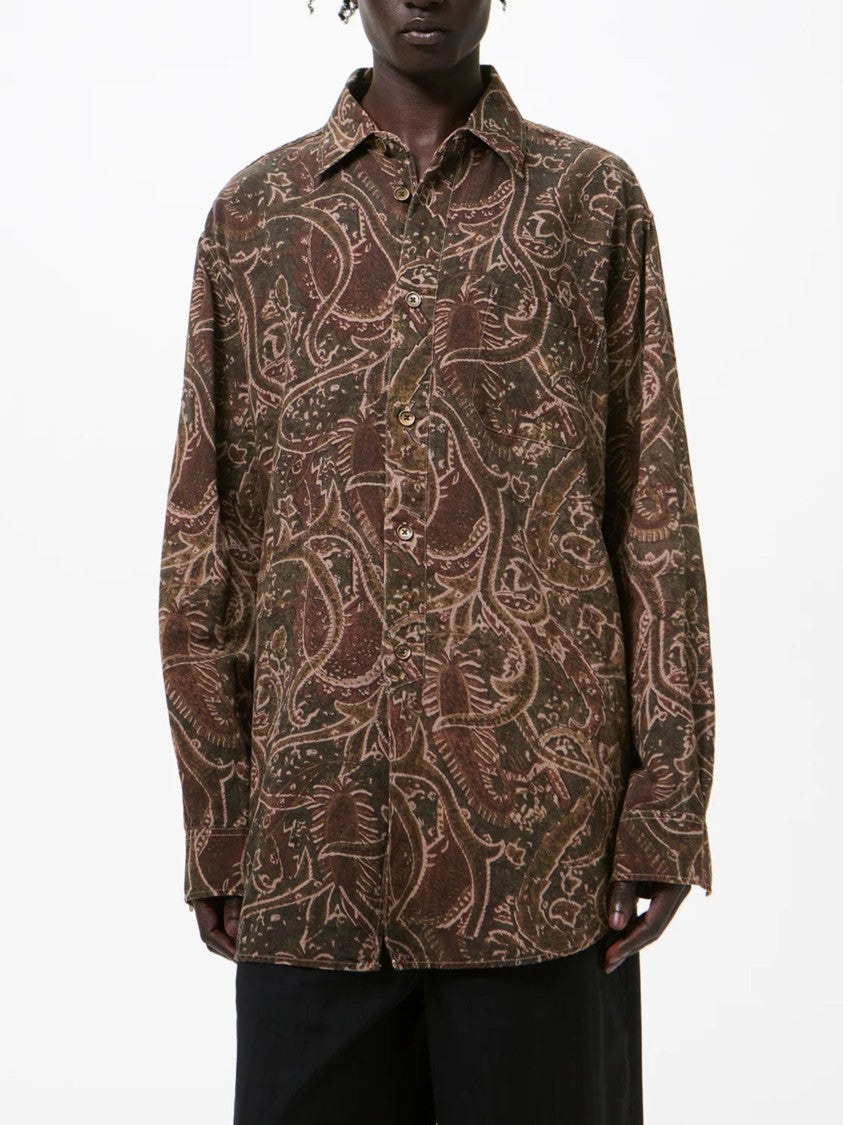Our Legacy Brown Paisley Snake Print Shirt