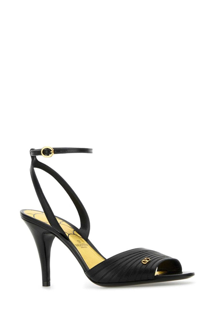 Valentino Garavani Black Leather Ladycrush Sandals