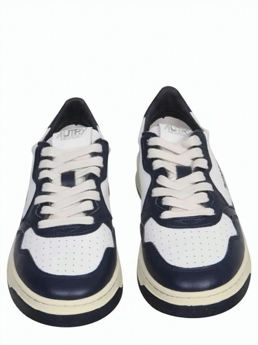 Autry Low-Top Sneakers With Navy Overlays And Flag Motif