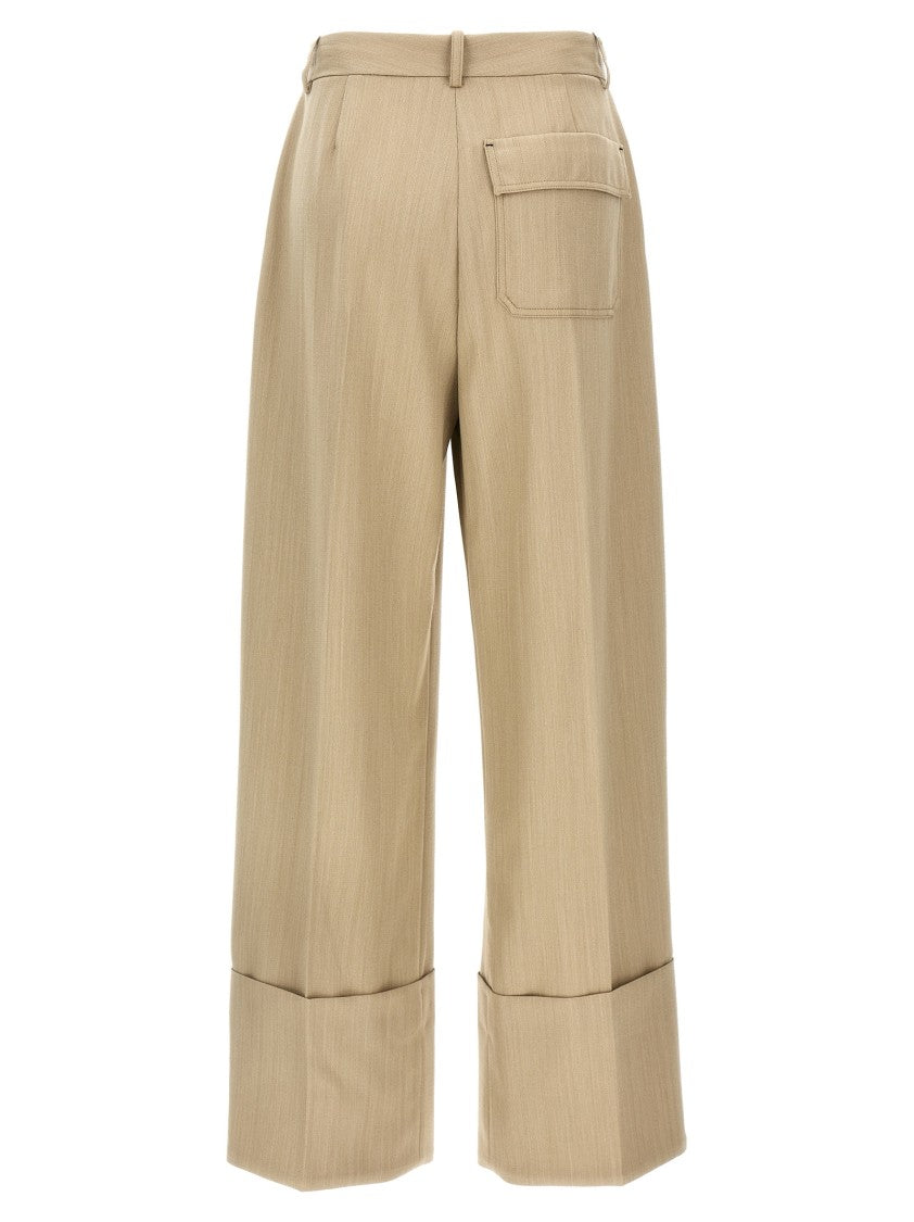 Victoria Beckham High-Waisted Wool Pants With Maxi Turn-Up