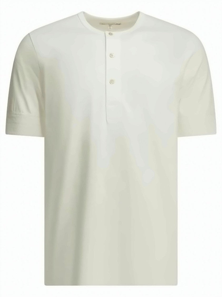 Merz B. Schwanen Short-Sleeve Henley Shirt With Three-Button Placket