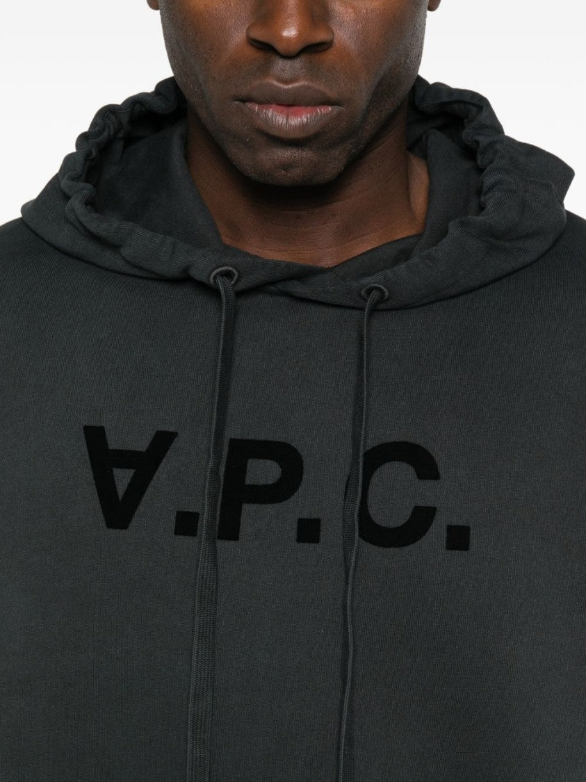 A.P.C. Black Minimalist Logo Cotton Hoodie