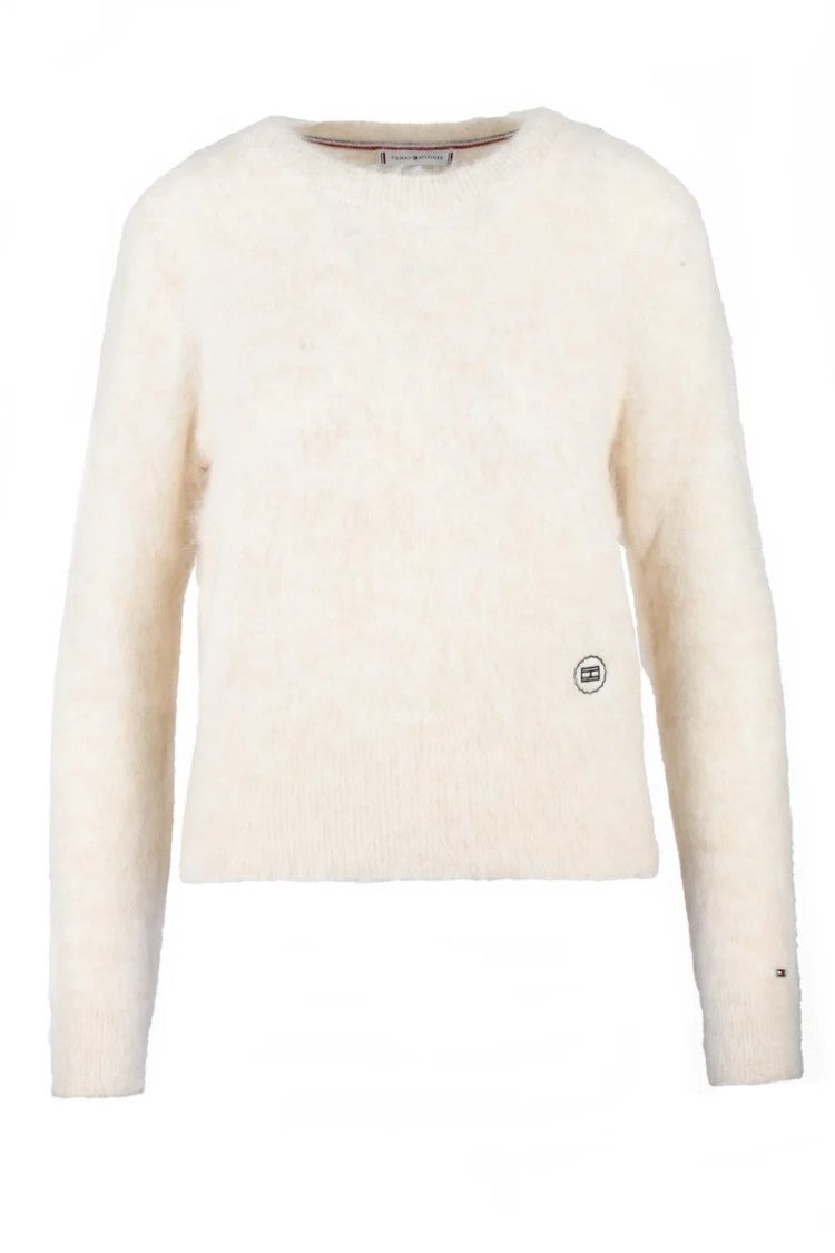 Tommy Hilfiger White Alpaca Wool Polyamide Elastane Women's Sweater