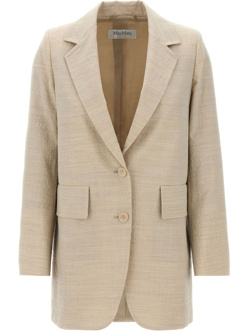 Max Mara Structured Beige Cardigan With Shoulder Pads
