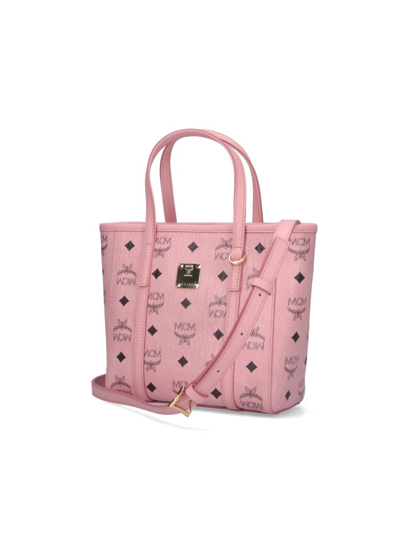 Mcm Small Logo-Print Tote Bag With Removable Shoulder Strap