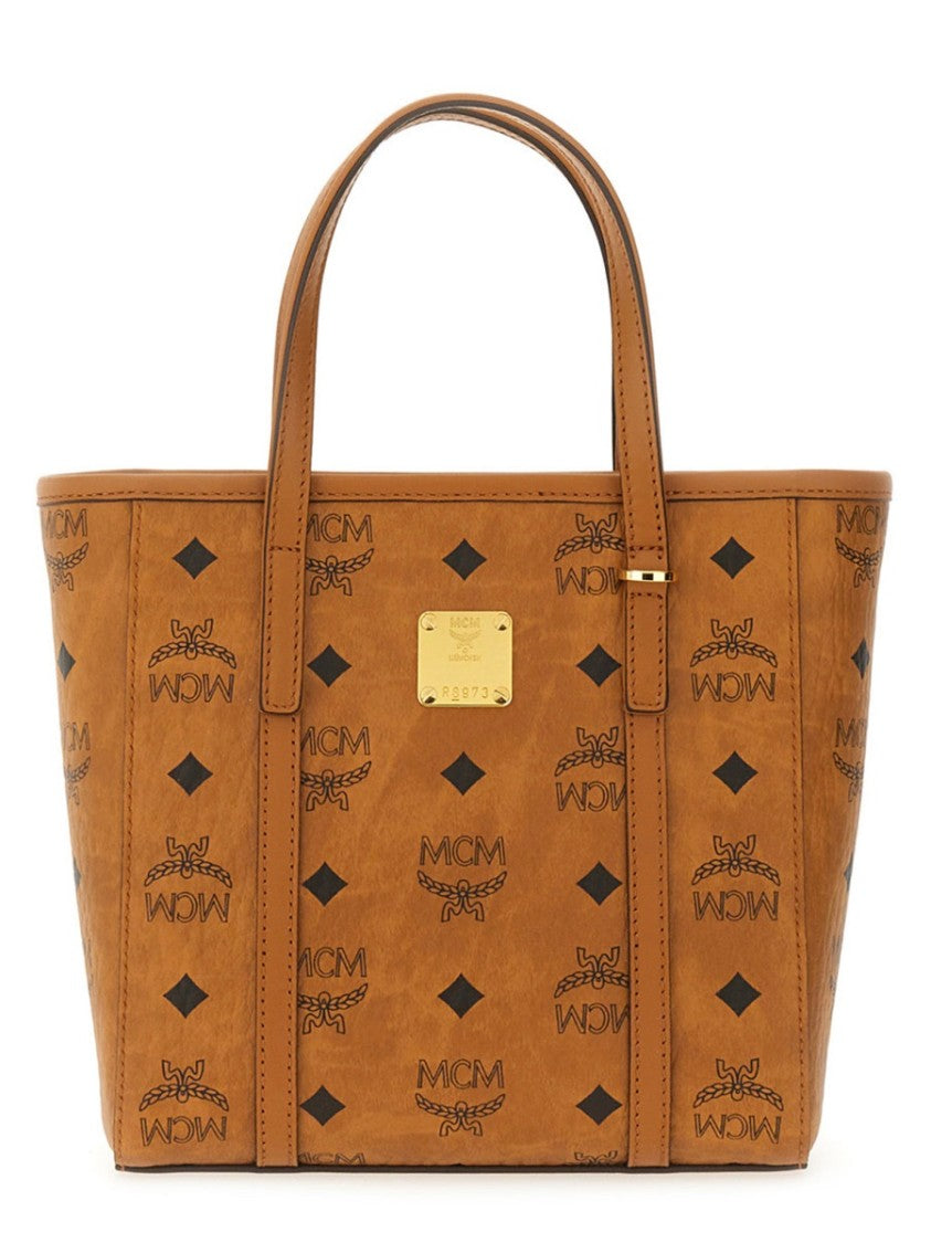 Mcm Structured Brown Tote Bag With Versatile Carry Options