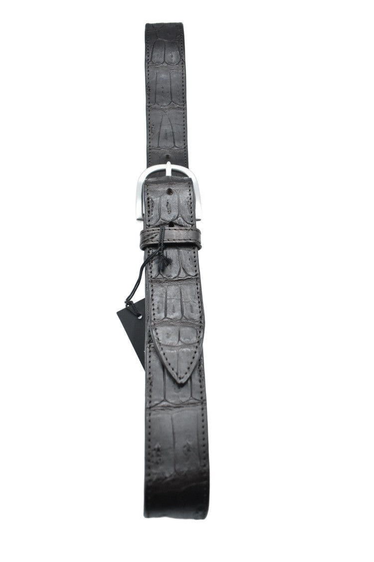 Orciani Crocodile Finish Belt With Polished Metal Buckle