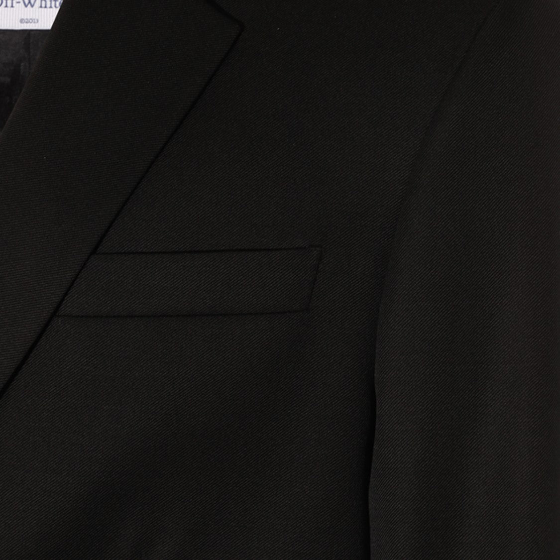 Off-White Black Wool Blazer With Embroidered Logo And Notched Lapels