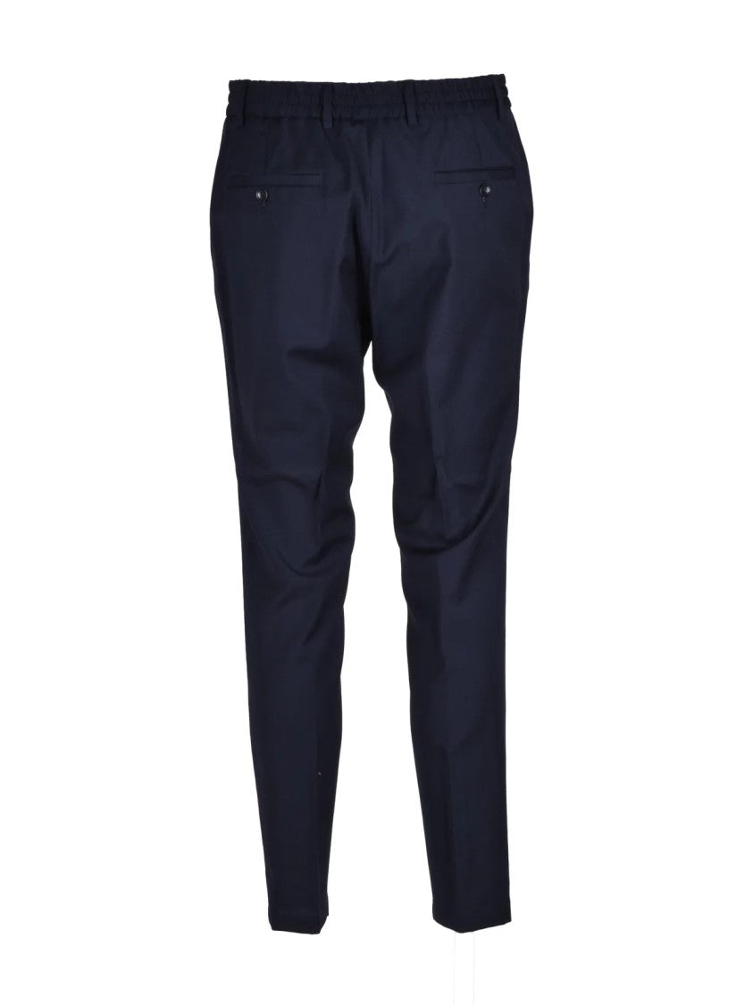 Paoloni Classic Wool Stretch Trousers - Blue