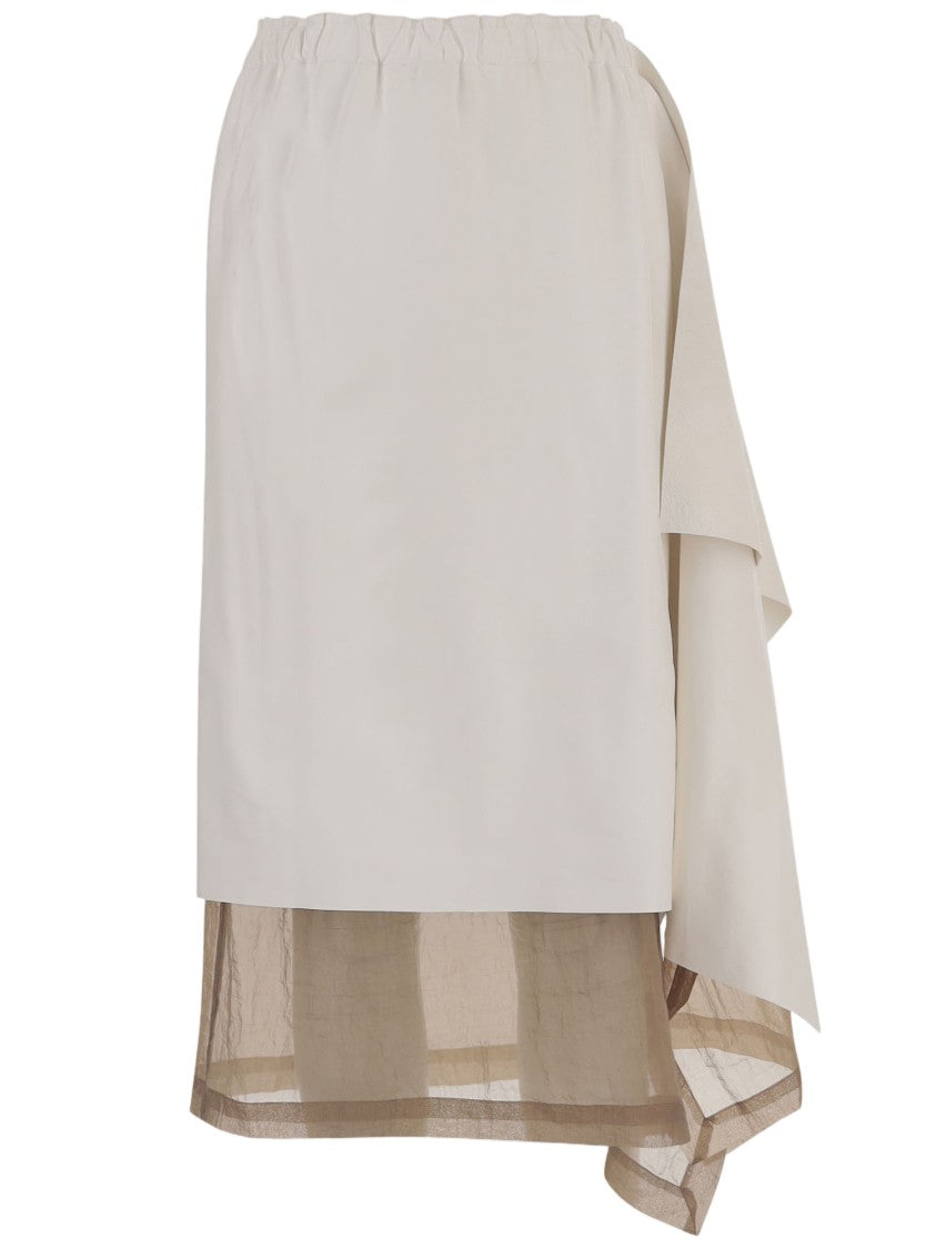 Niccolò Pasqualetti Draped Leather Midi Skirt With Contrasting Underskirt