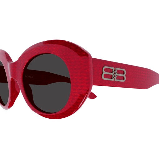 Balenciaga Oversized Red Acetate Sunglasses With Textured Finish