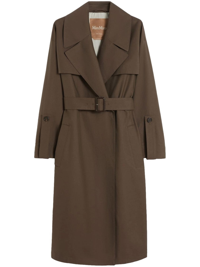 Max Mara Mid-Length Coat With Belted Waist And Wide Lapels