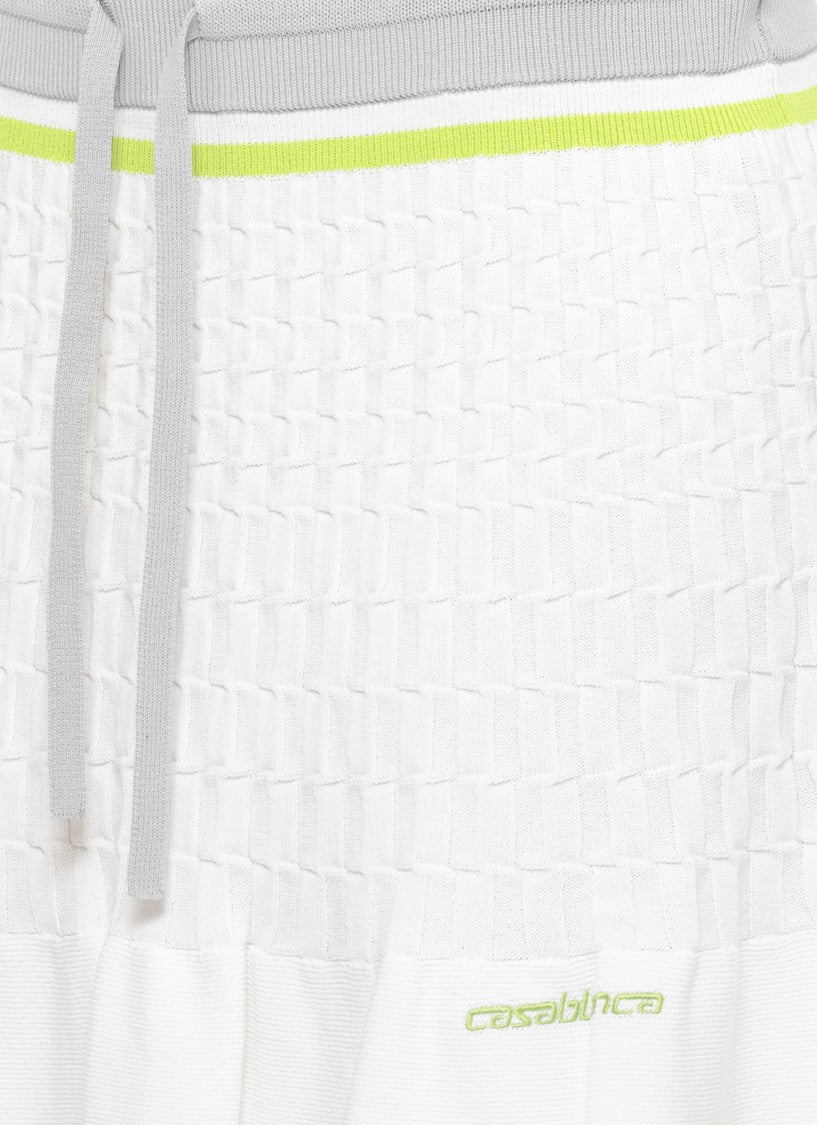 Casablanca Textured White Mini Skirt With Contrasting Waistband