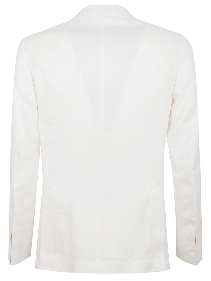 Eleventy Modern Fit White Suit With Notch Lapel