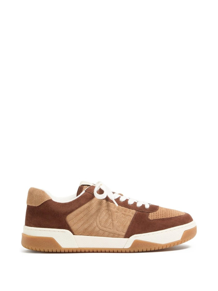 Valentino Brown Sparry Suede Low-Top Sneakers