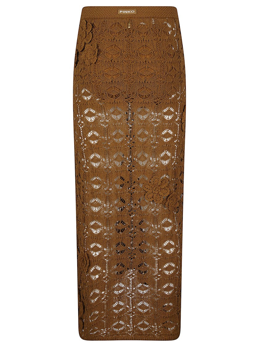 Pinko Anthemis Floral Crochet Cotton Midi Skirt
