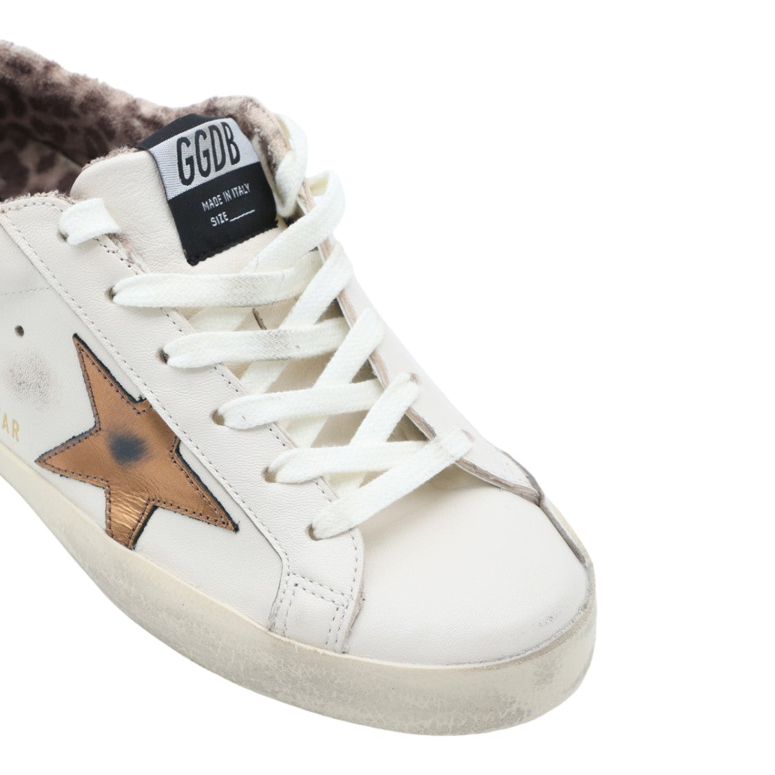 Golden Goose Distressed White Leather Low-Top Sneakers