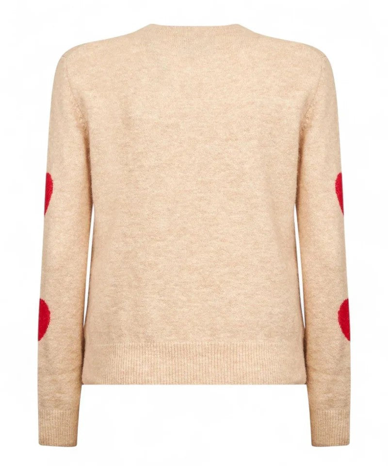 Mc2 Saint Barth Beige Alpaca Sweater With Heart Motifs