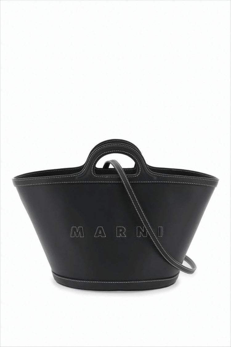 Marni Structured Leather Tote With Cut-Out Handles And Embossed Details