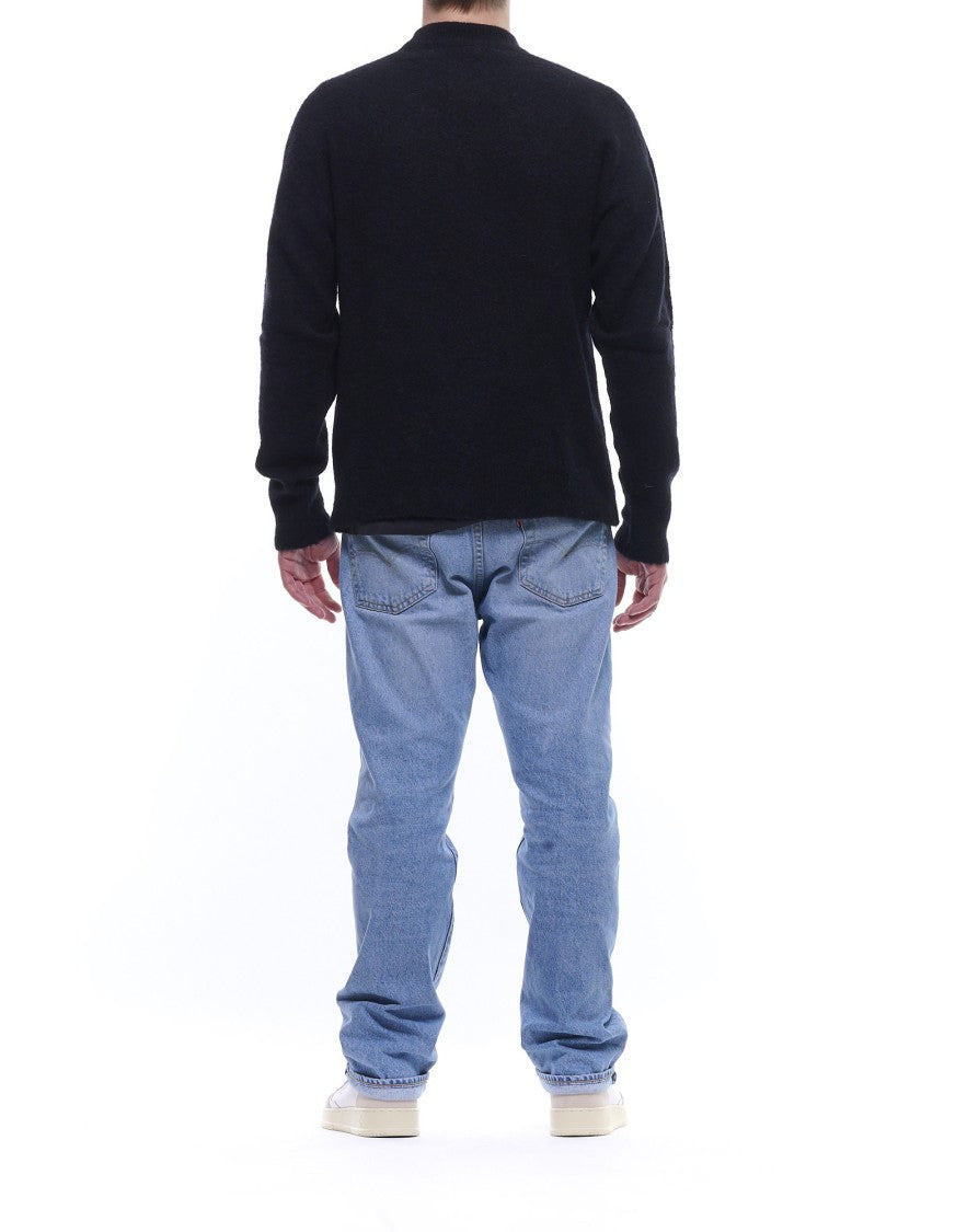 Atomofactory Black Brushed Crewneck Sweater