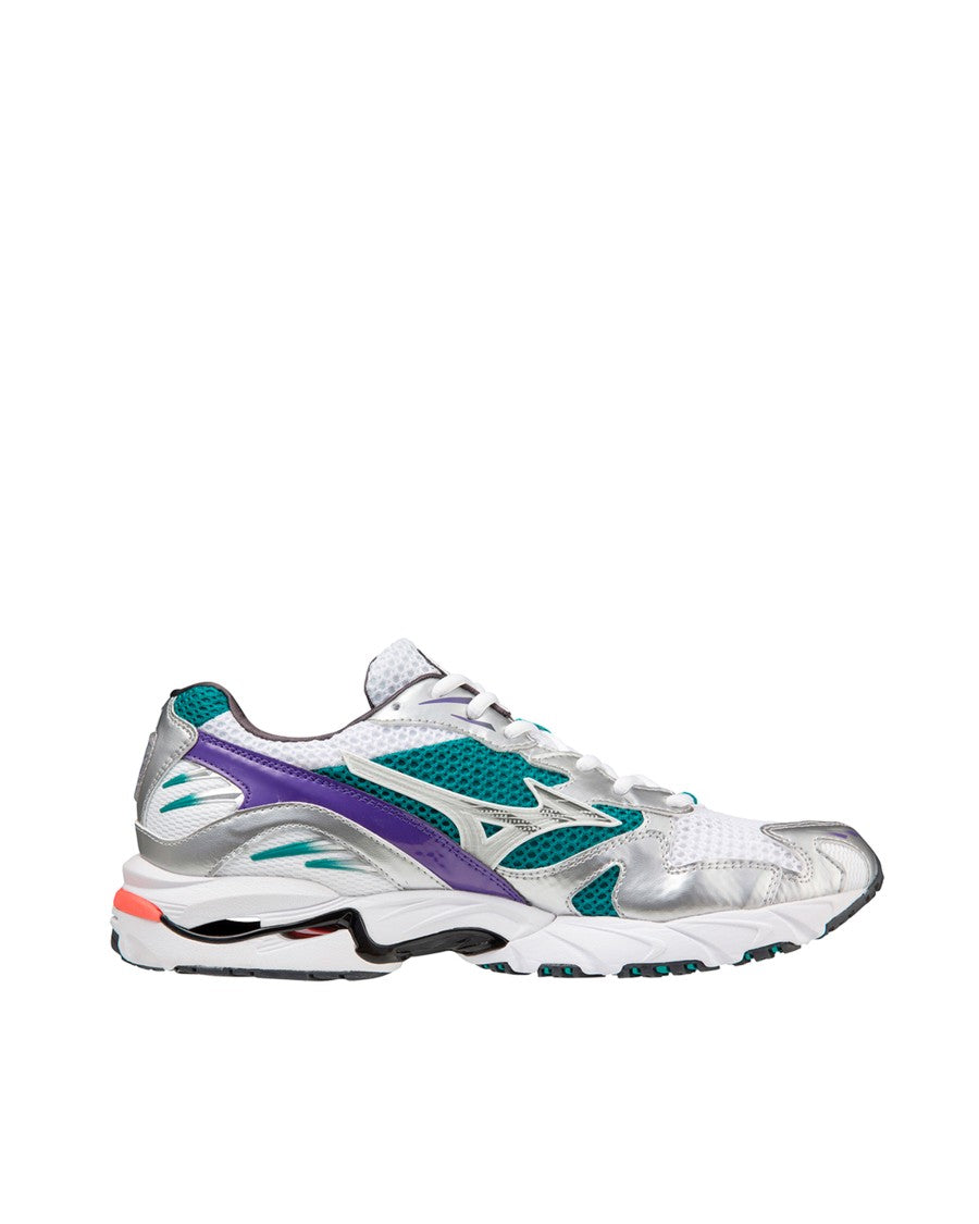Mizuno Wave Rider 10 White Silver Teal Blue Sneakers