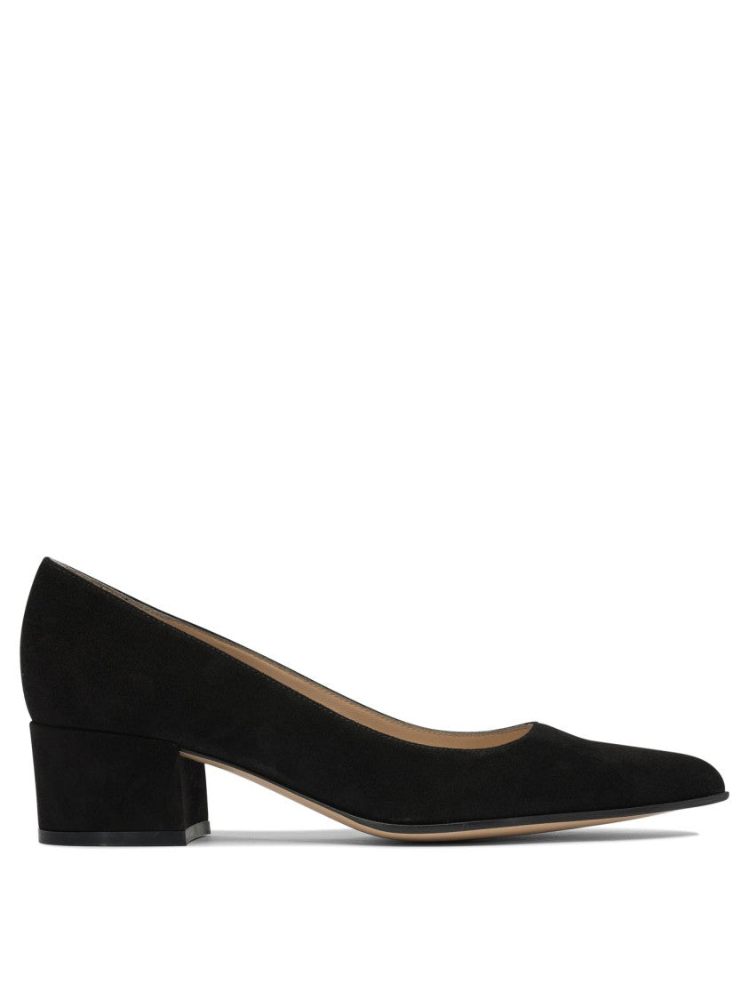 Gianvito Rossi Black Suede Heeled Pumps