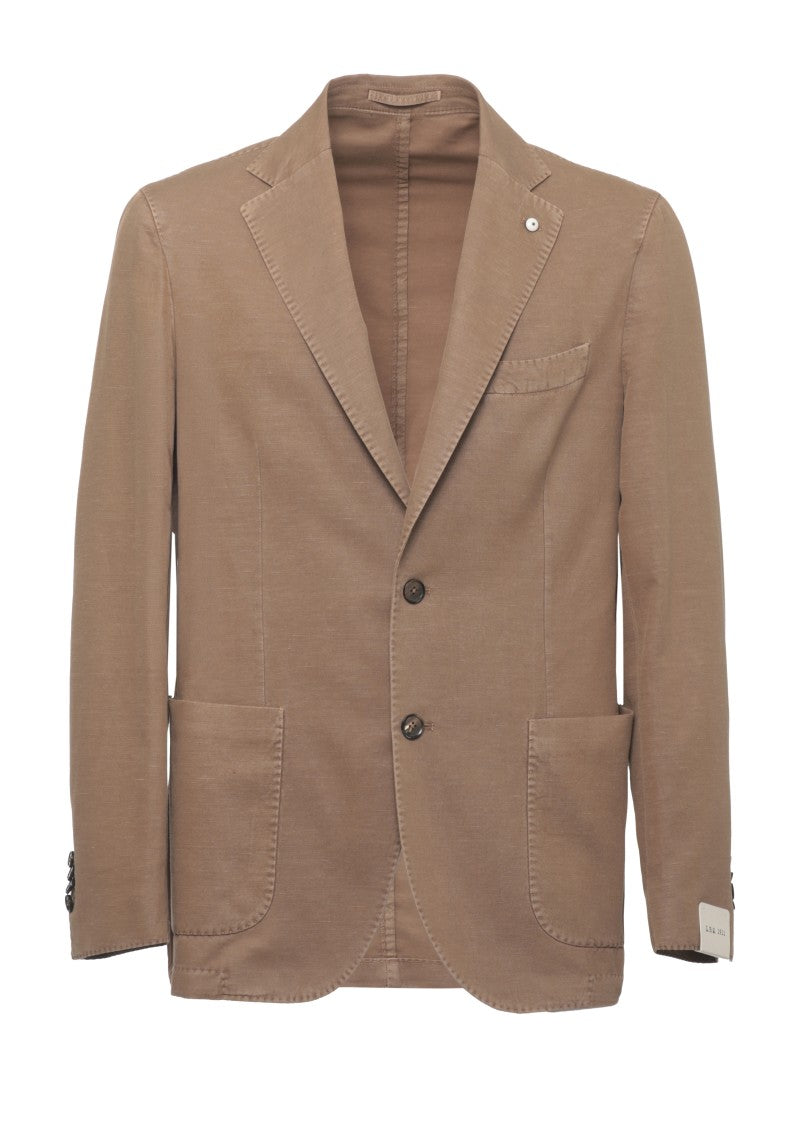 Lubiam Brown Classic Lapel Cotton-Linen Blazer