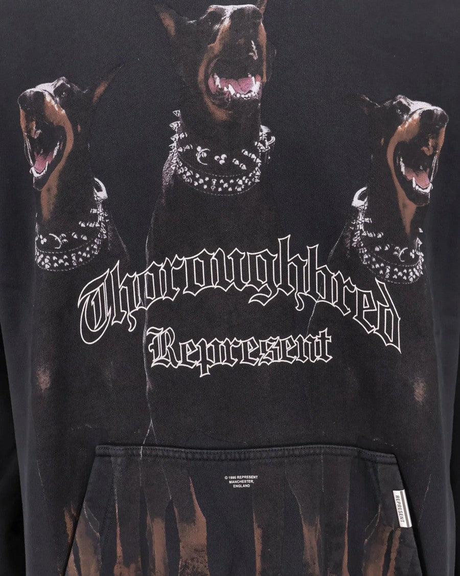 Represent Vintage Black Hoodie With Doberman Graphic And Classic Features