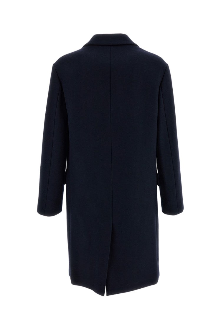 Dries Van Noten Navy Structured Peak-Lapel Wool-Blend Coat