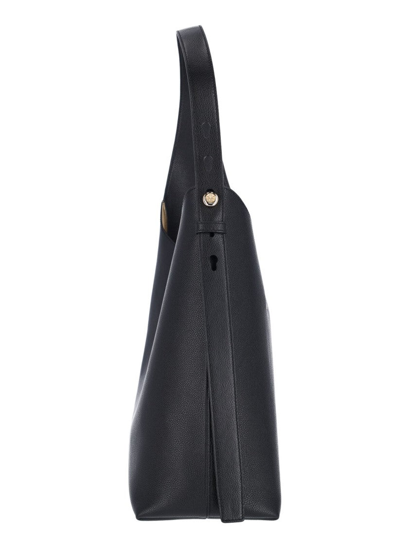 Tory Burch Structured Black Calf Leather Shoulder Bag