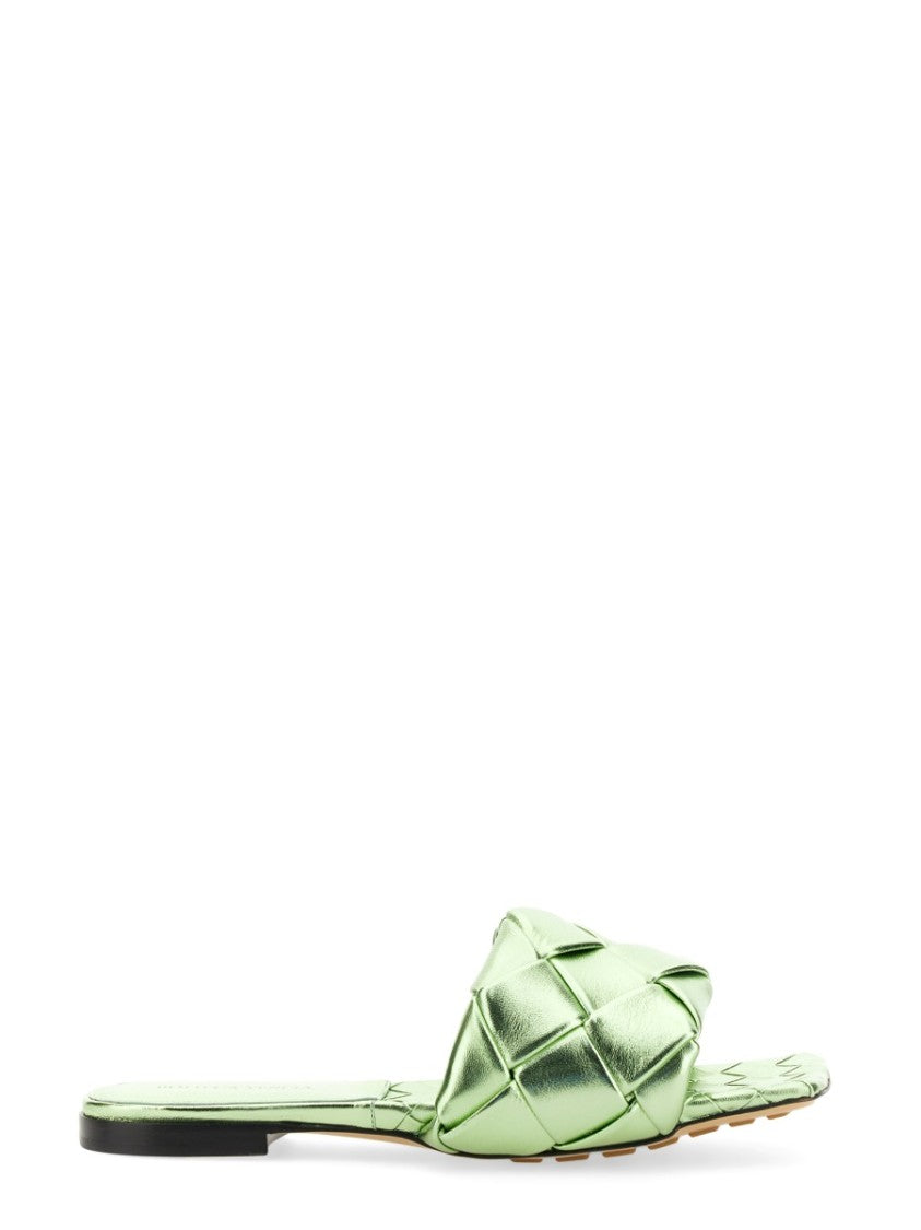 Bottega Veneta Intricate Woven Leather Flat Sandal With Minimalist Appeal
