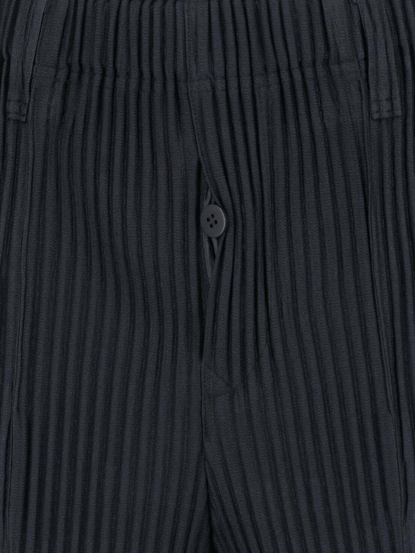 Homme Plissé Issey Miyake Black Pleated Elastic Waist Straight-Leg Pants