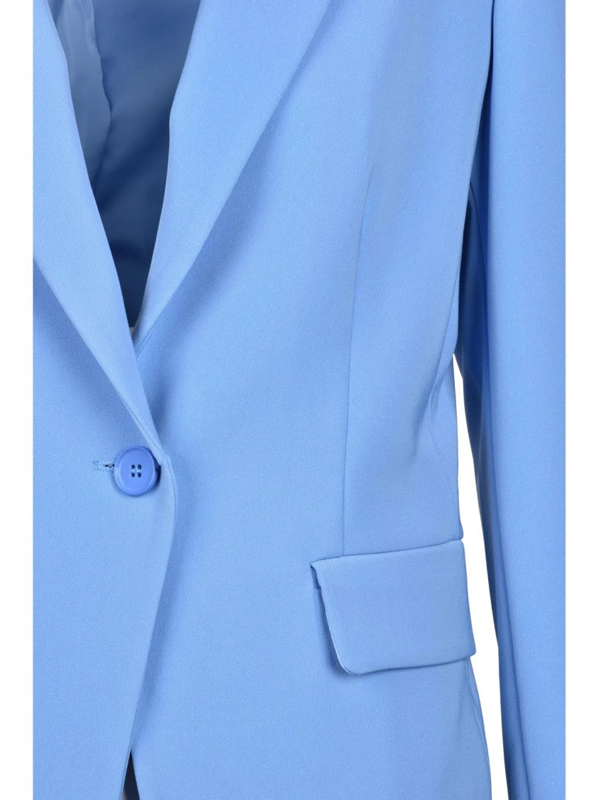 Emme By Marella Light Blue Tailored Cotton-Blend Jacket