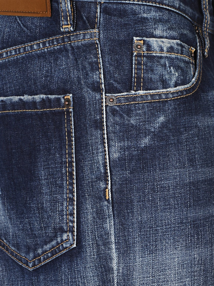 Dsquared2 Medium Blue Straight-Leg Jeans With Subtle Distressing