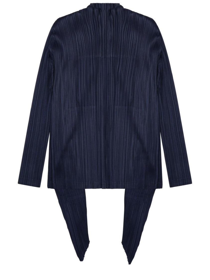 Pleats Please Issey Miyake Pleated Asymmetrical Cardigan