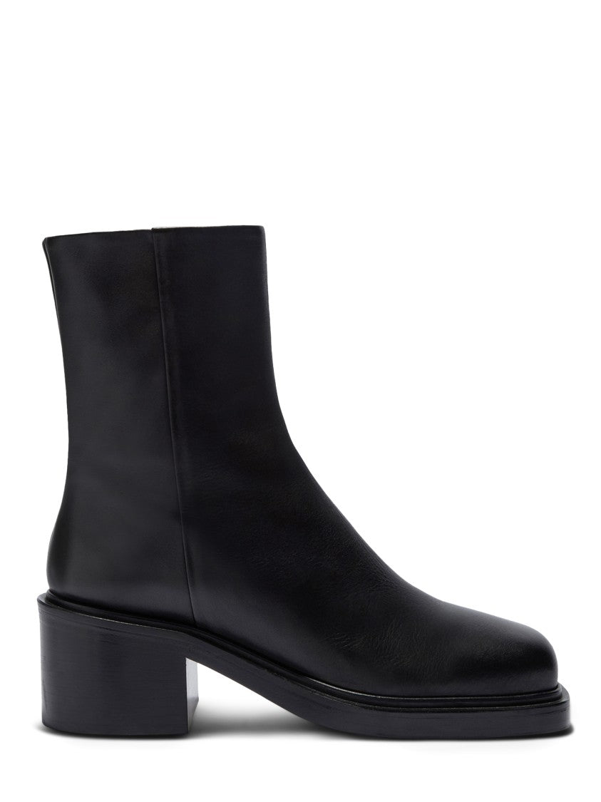 Aeydē Minimalist Black Calf Leather Boots With Square Toe