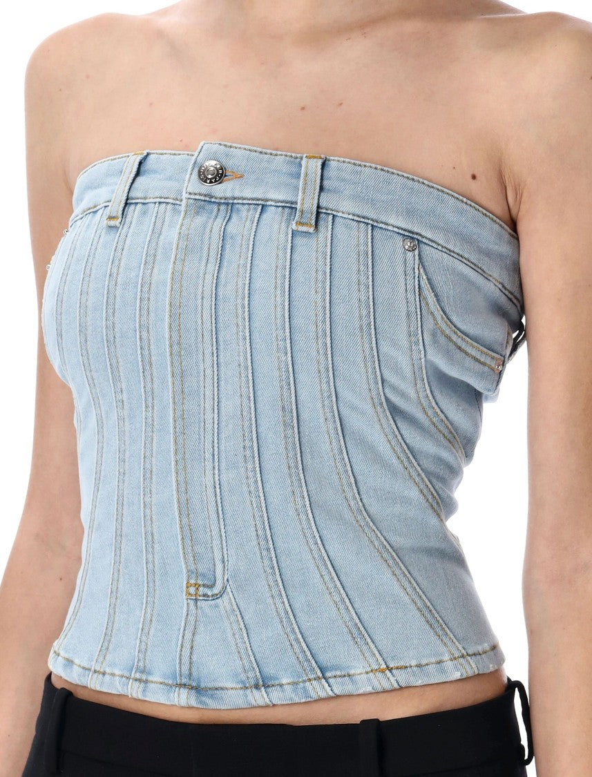 Mugler Denim Bustier Top