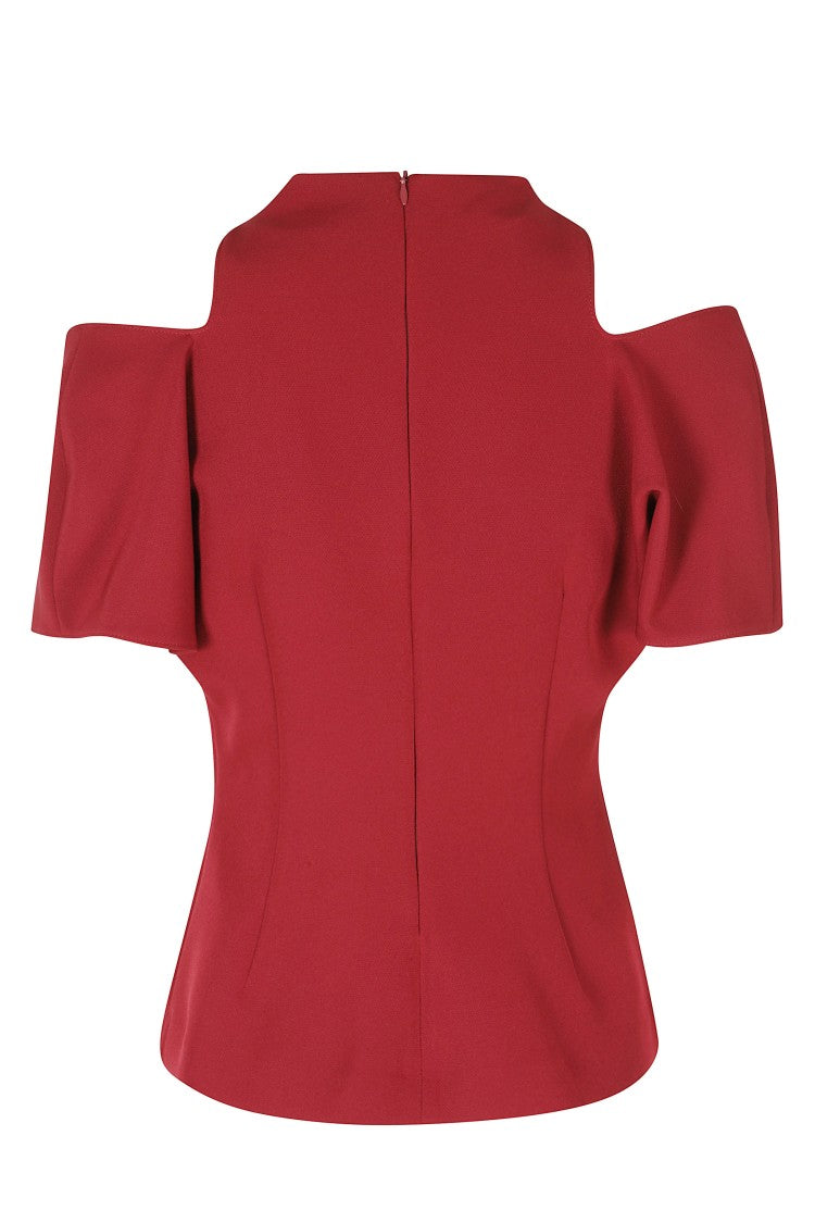 Federica Tosi Ruby Cut-Off Sleeves High Neck Polyester Blouse
