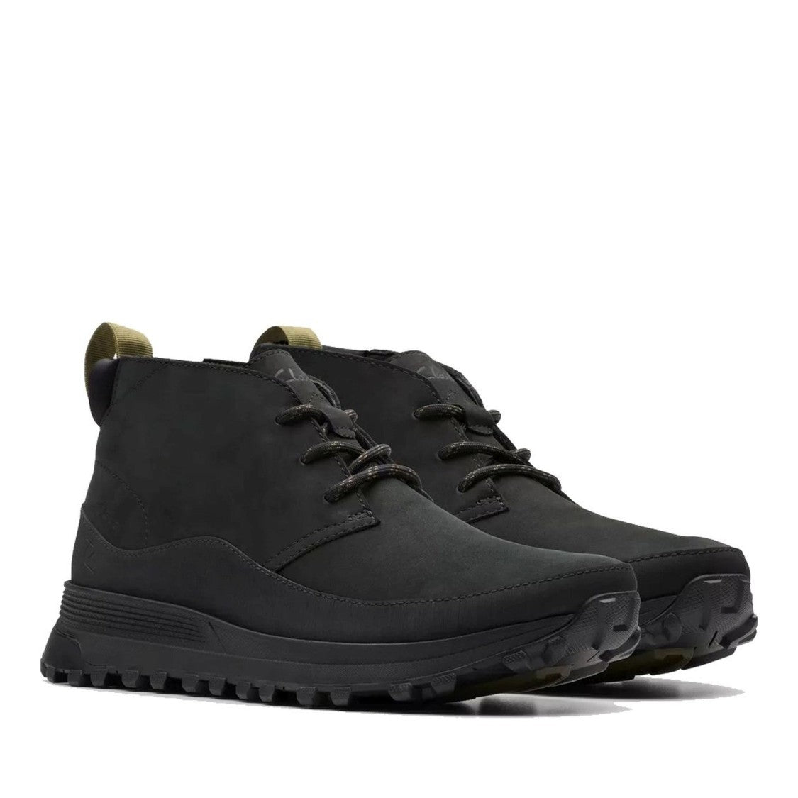 Clarks Trekdb Black Nubuck Rugged Sole Wedge Boots